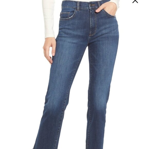 DL1961 Patti Straight High Rise Vintage Ankle Jeans Frayed Hem Dark Wash Size 29 - Picture 1 of 12